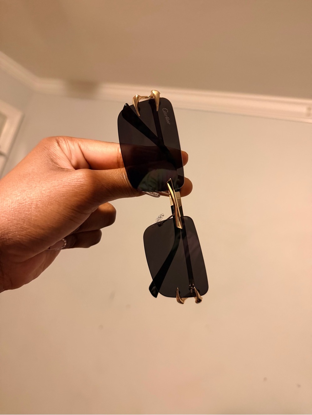 Cartier Rimless Sunglasses with Gray Gradient Lenses and Gold Temples